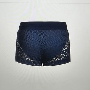 Suzanne Betro NWT XL Navy Crochet Swim Shorts